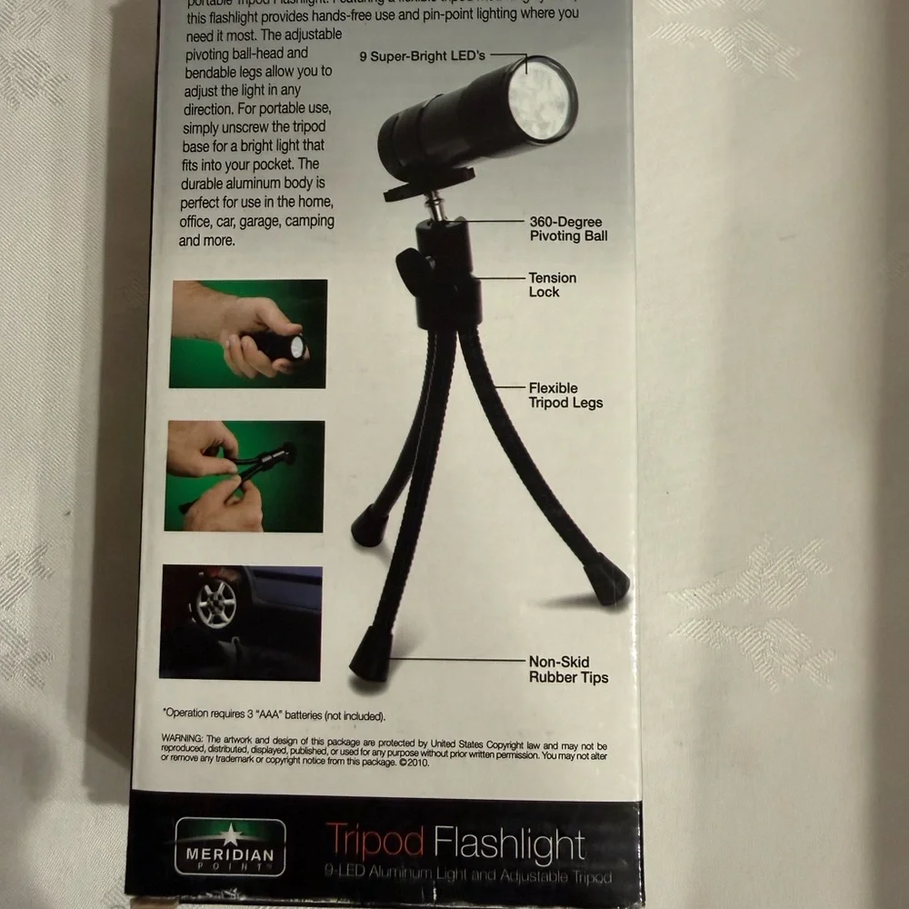Adjustable Black Tripod Flashlight